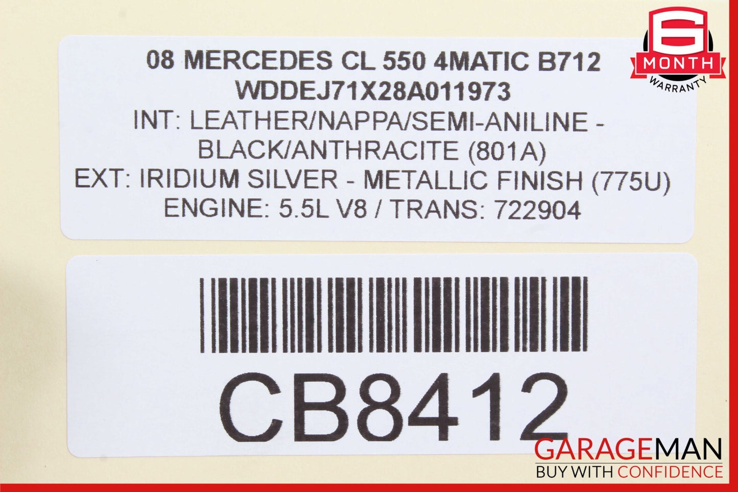 07-14 Mercedes W216 CL550 CL600 S550 S600 Rear Right Side Quarter Airbag Air Bag