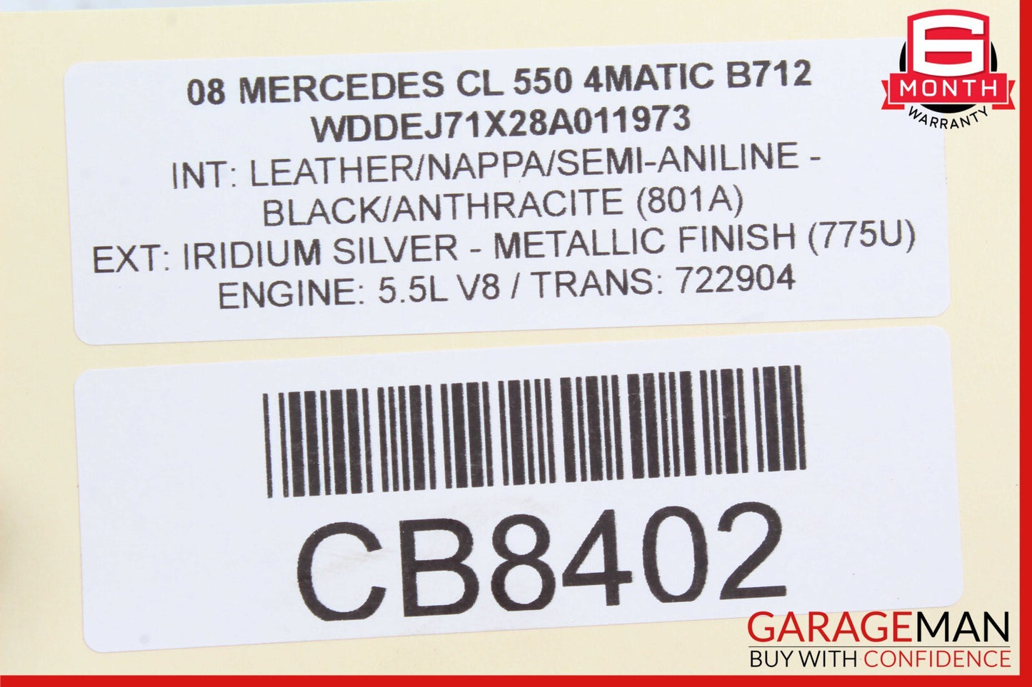 07-14 Mercedes W216 CL550 CL600 S550 S600 Rear Left Quarter Airbag Air Bag OEM