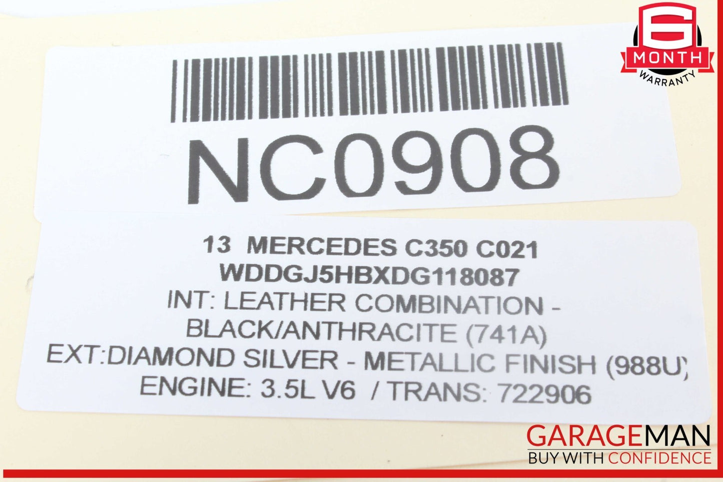 12-14 Mercedes W204 C350 C250 C63 AMG Coupe Roof Curtain Air Bag Left Side OEM