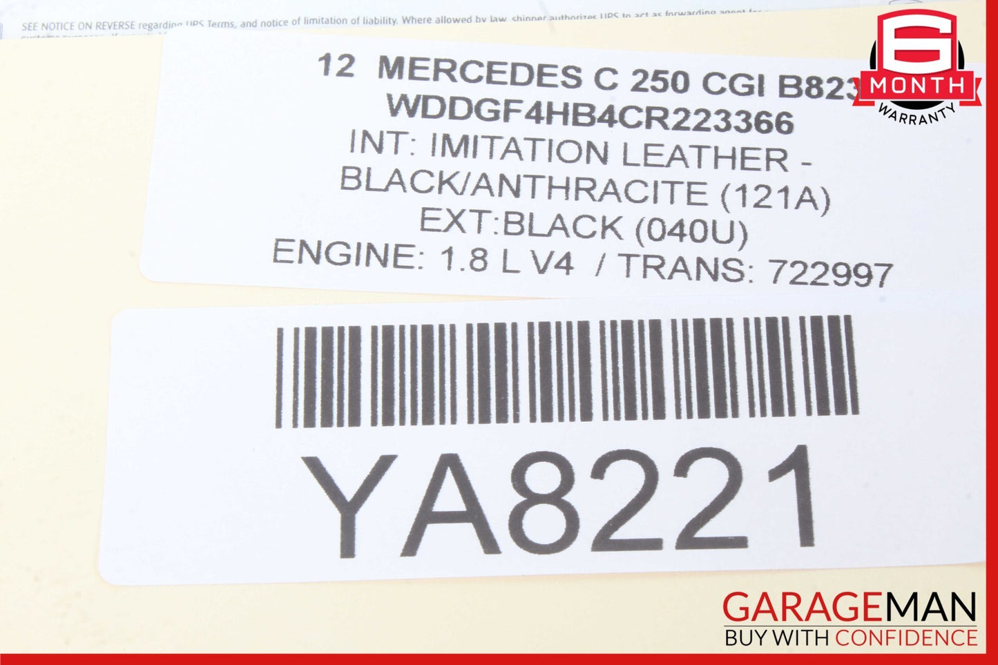 12-17 Mercedes W204 C250 E550 Driver Steering Wheel Airbag Air Bag Black OEM