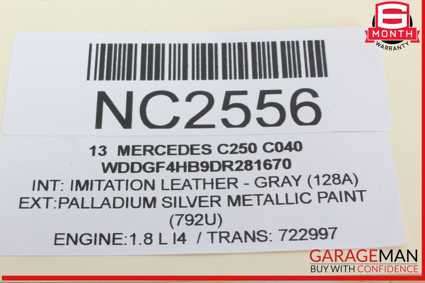 08-14 Mercedes W204 C250 C300 Right Side Roof Curtain Airbag Air Bag OEM