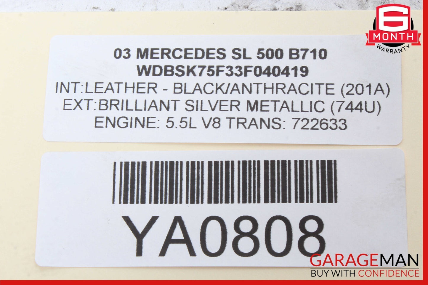 03-06 Mercedes R230 SL500 SL55 AMG Airbag Air Bag Sensor SRS Control Module OEM