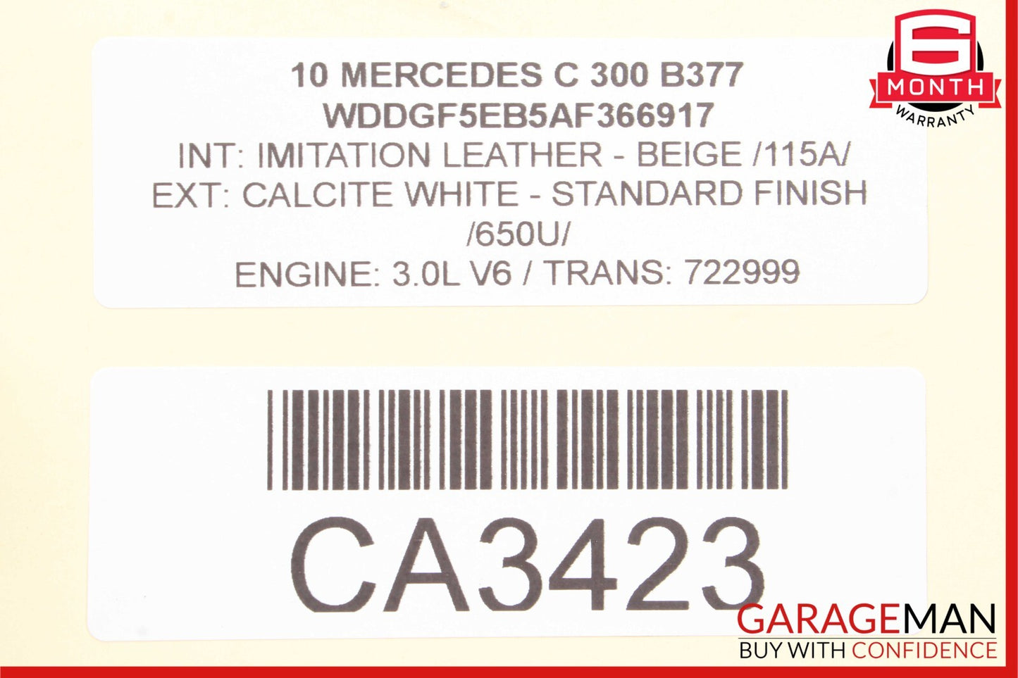 08-15 Mercedes W204 C350 GLK350 Front Right Side Seat Airbag Air Bag SRS Beige