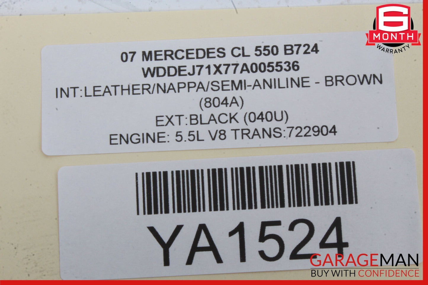 07-14 Mercedes W216 CL550 CL600 S550 S600 Rear Right Side Quarter Airbag Air Bag
