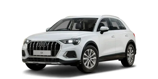 White Audi Q3 SUV with sleek design and alloy wheels