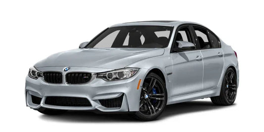 Silver BMW M3 sedan with black rims and sporty design