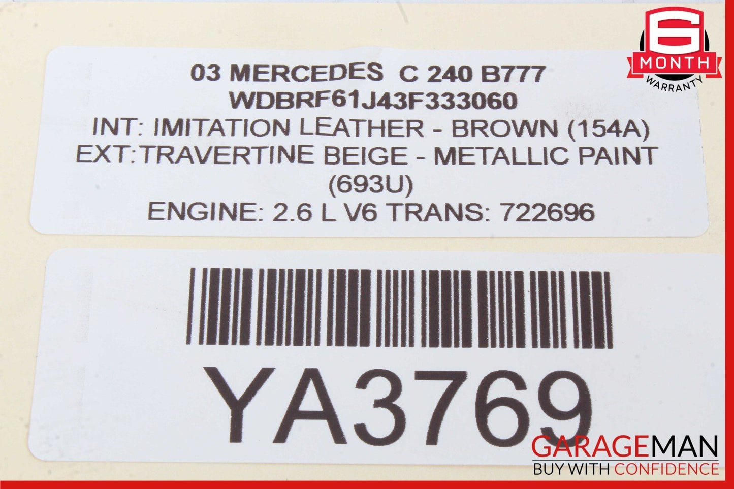 01-07 Mercedes W203 C240 C320 Door Control Module Rear Left 2038202185 OEM