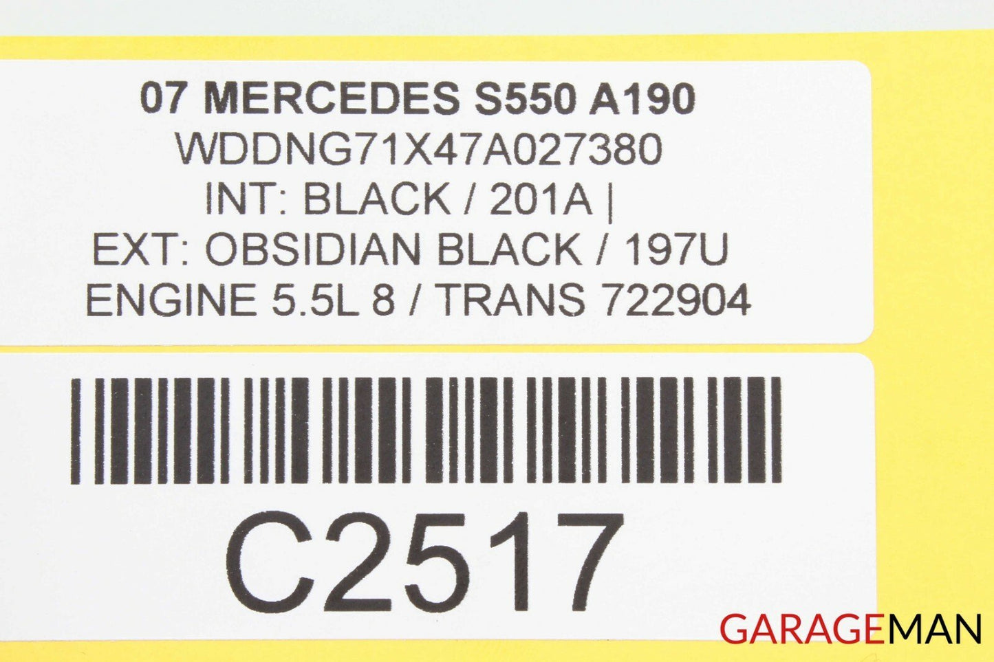 07-09 Mercedes W221 S550 S600 Front Left Side Mirror Door Rear View Black OEM