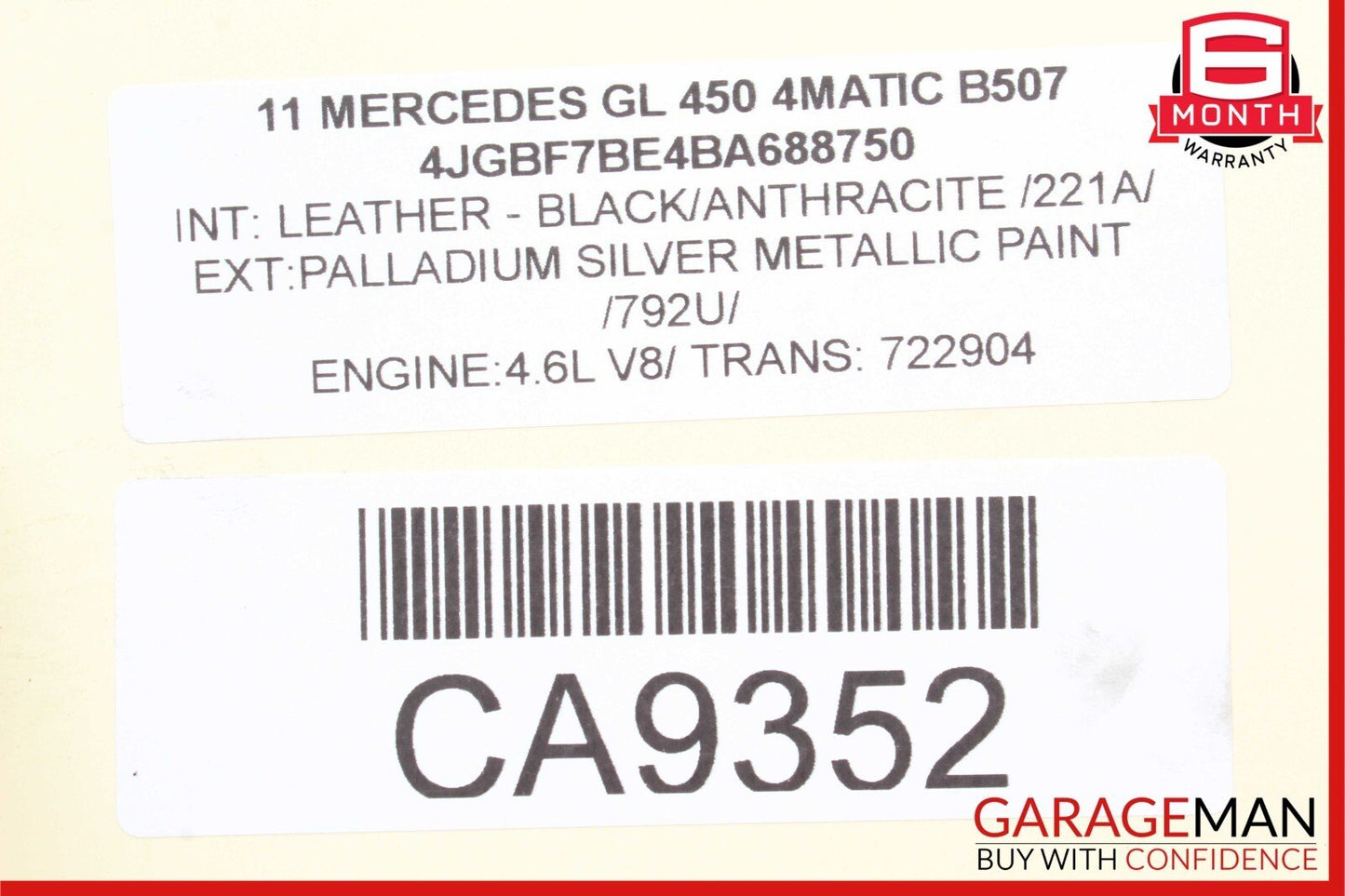 07-12 Mercedes X164 GL450 GL320 Rear Left or Right Side Air Bag Spring Shock OEM