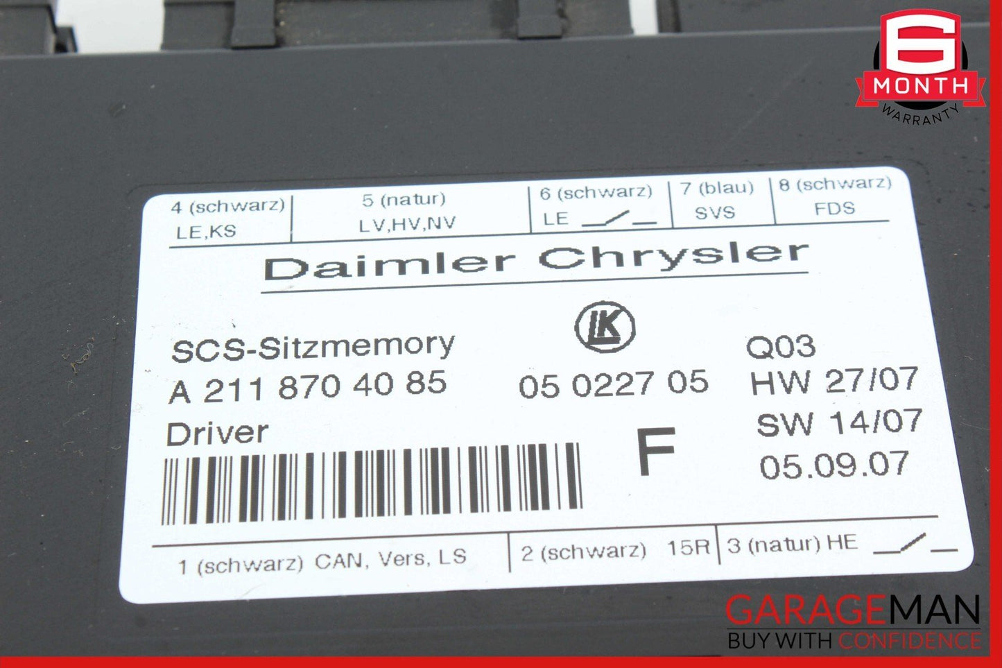 03-11 Mercedes W211 E350 CLS500 SLK280 Front Left Side Seat Control Module OEM