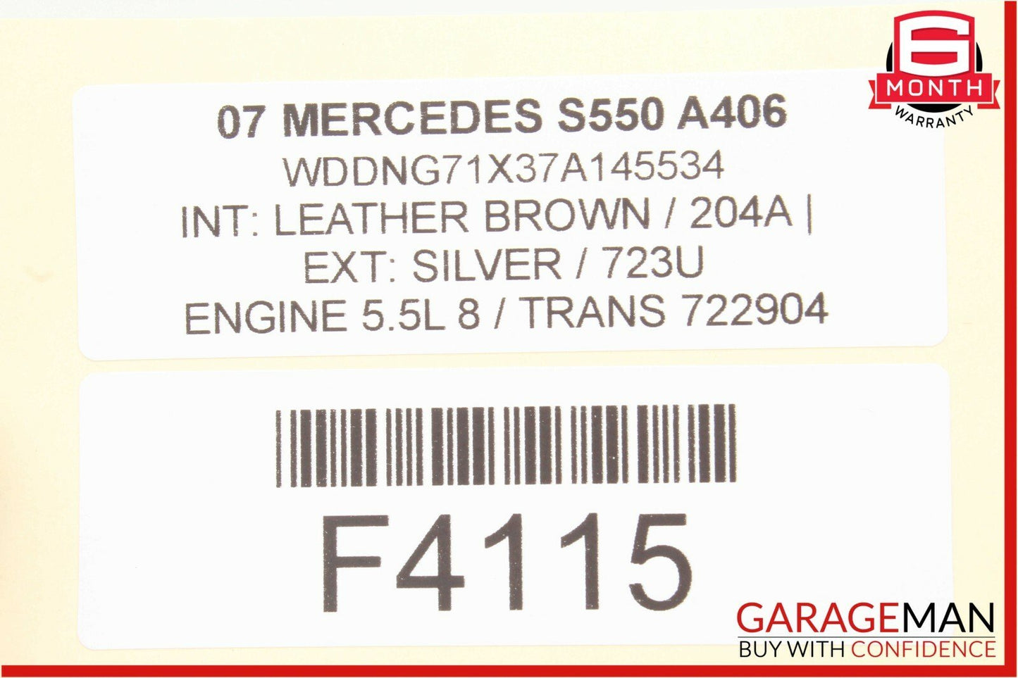 07-09 Mercedes W221 S550 S65 AMG Front Right Side Seat Occupancy Weight Sensor