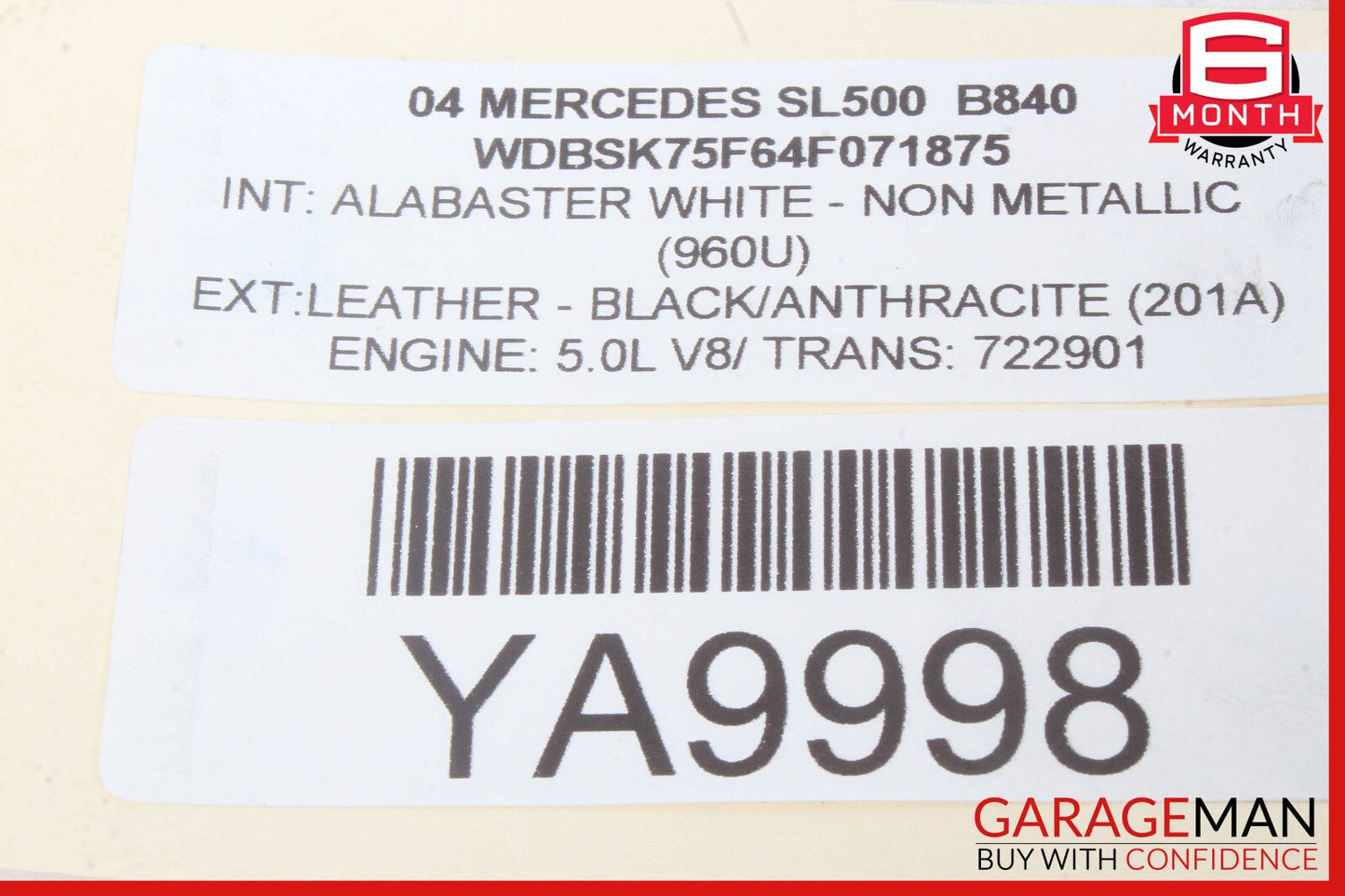 03-06 Mercedes R230 SL500 SL55 AMG Under Seat Control Module Right Side OEM