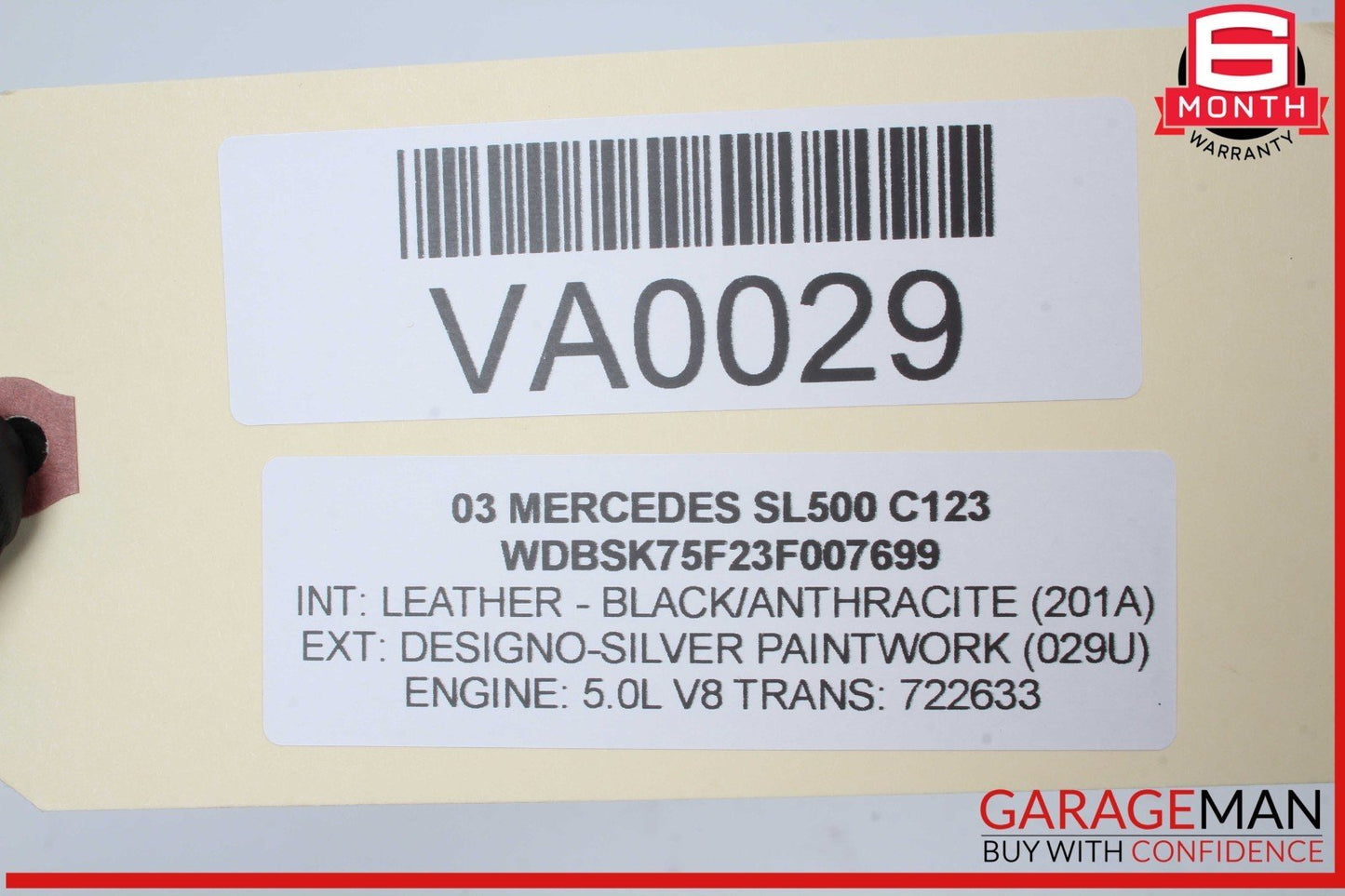 03-12 Mercedes R230 SL500 SL550 Convertible Trunk Frame Right Lock Cylinder OEM