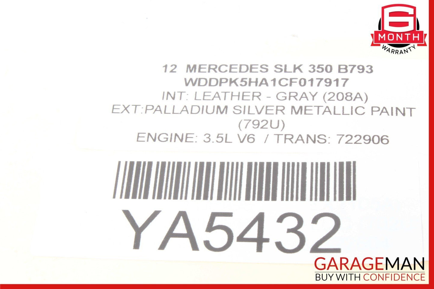 2012 Mercedes R172 SLK350 SLK250 Roof Convertible Top Module Control OEM
