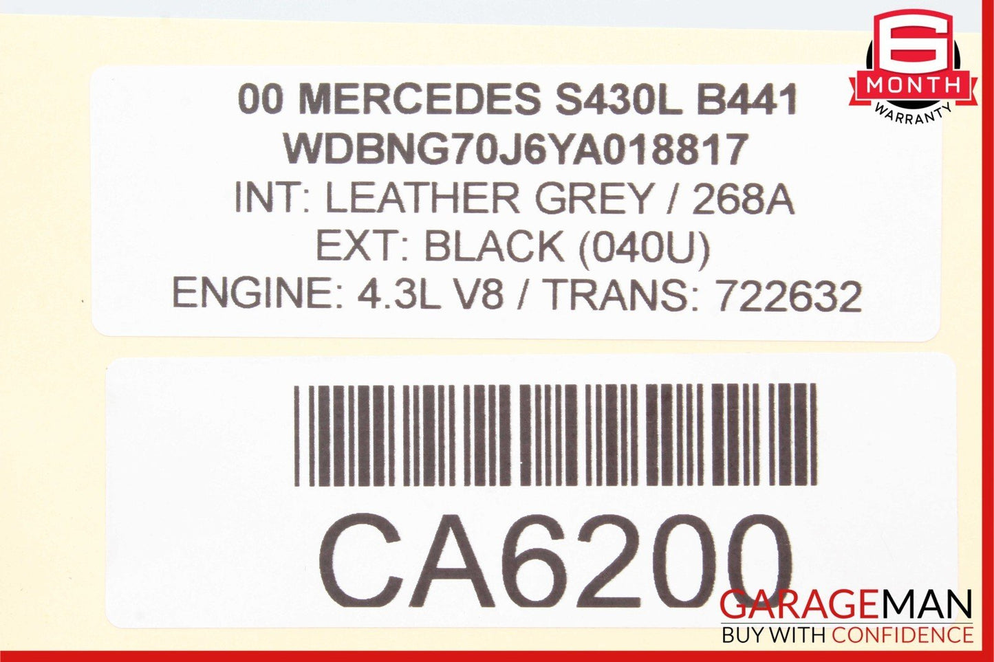 96-02 Mercedes CL500 SL500 CLK430 S430 Yaw Turn Rate Sensor Module Unit