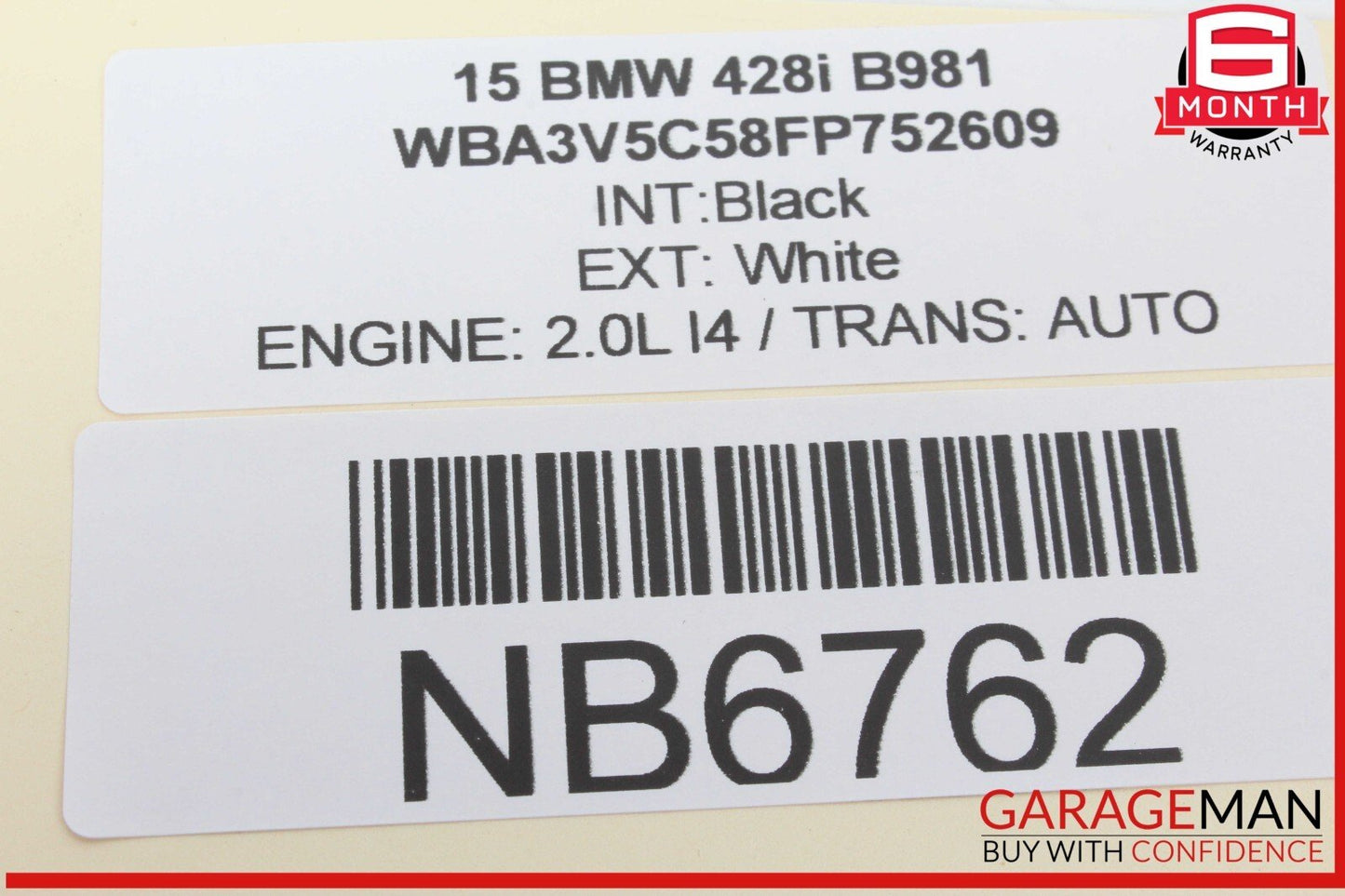 14-16 BMW 428i 435i Leather Emergency Brake Handle Cover Black 9235425 OEM