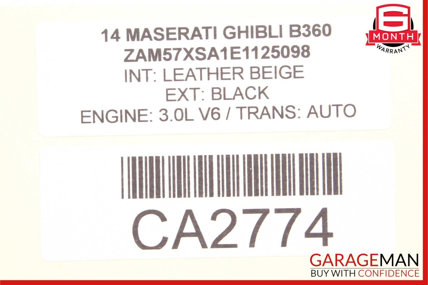 14-17 Maserati Ghibli Rear Center Seatbelt Seat Belt Retractor Assembly Black