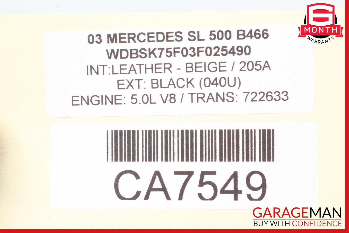 03-06 Mercedes R230 SL500 SL55 AC A/C Air Conditioning Compressor 0012300211 OEM