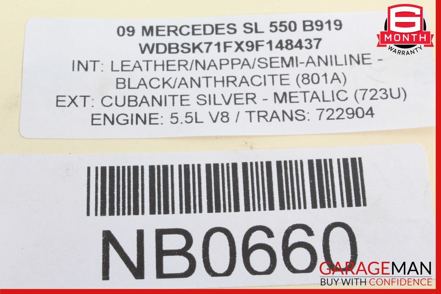 03-12 Mercedes R230 SL550 Rear Left Convertible Roof Load Assist Cylinder OEM
