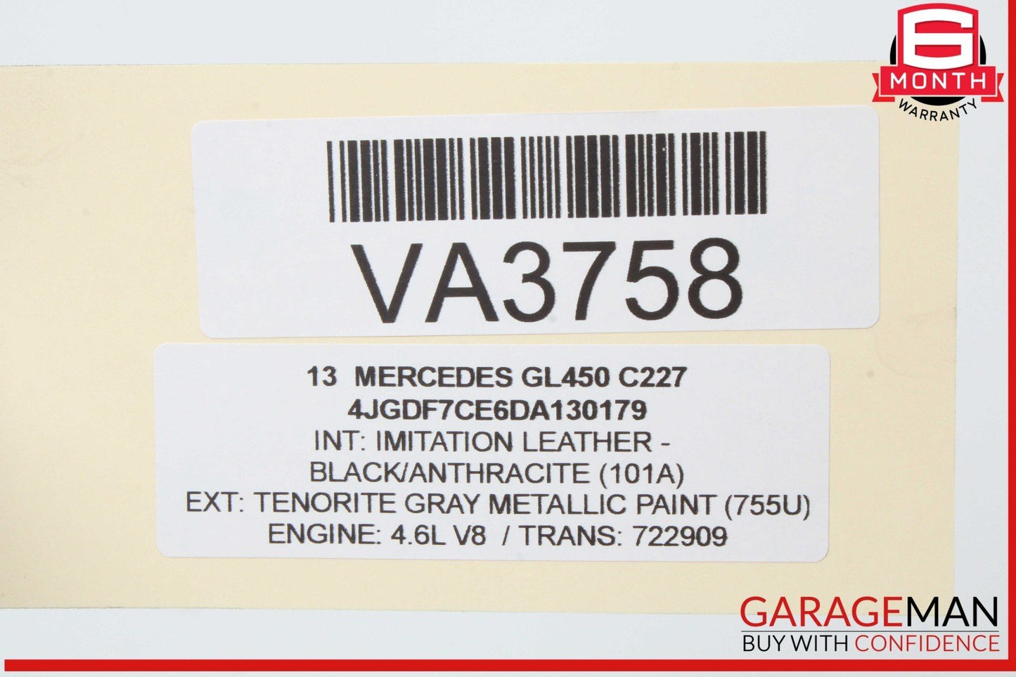 11-20 Mercedes X166 GL450 Right Side Turbocharger Air Intake Duct Tube OEM