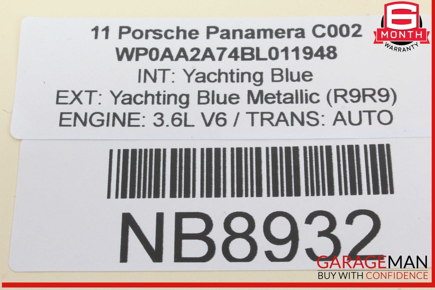 10-16 Porsche Panamera 970 Rear Right Passenger Side Window Regulator Motor OEM