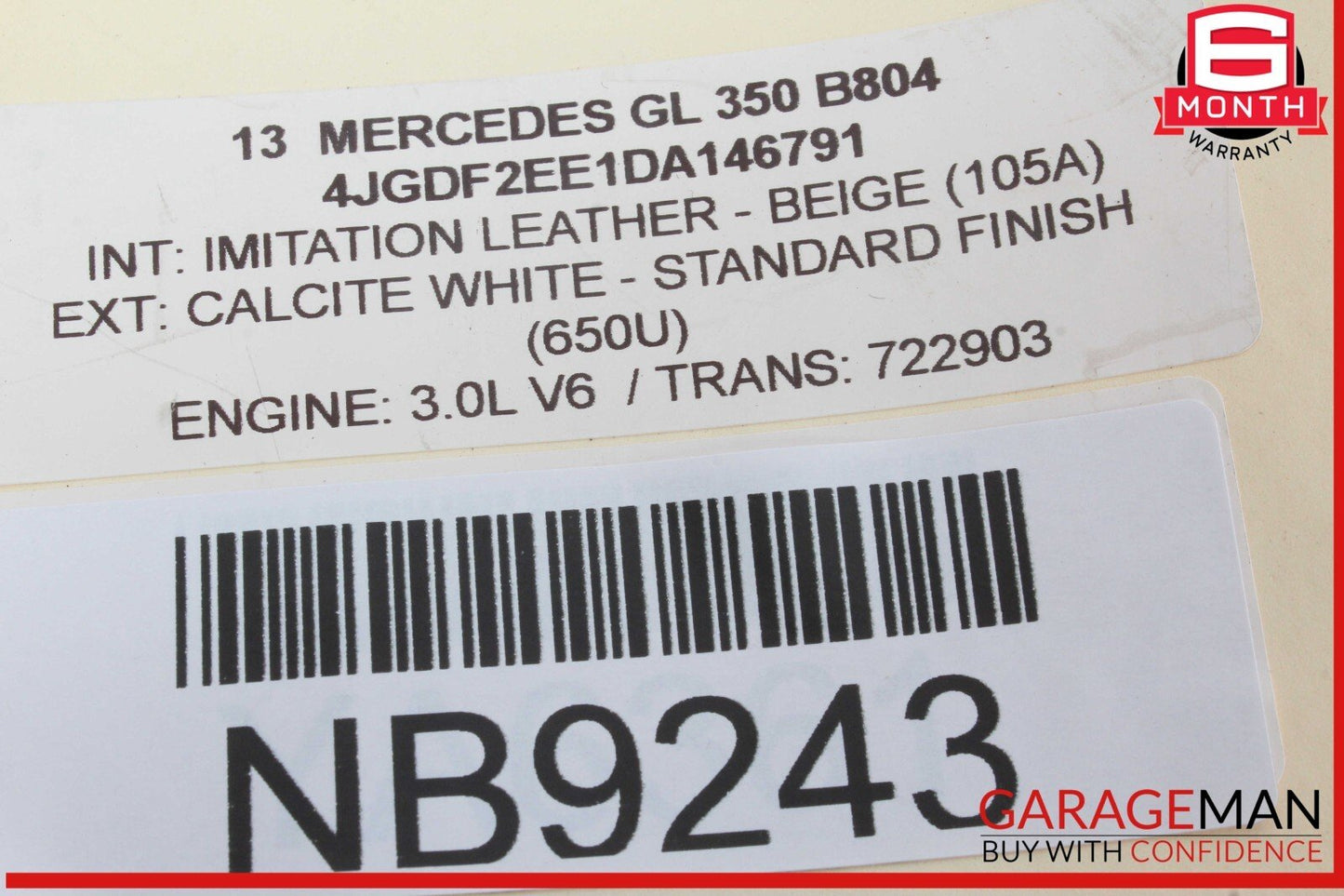 12-16 Mercedes X166 GL350 ML400 Sun Visor Sunvisor Left Driver Side Beige OEM