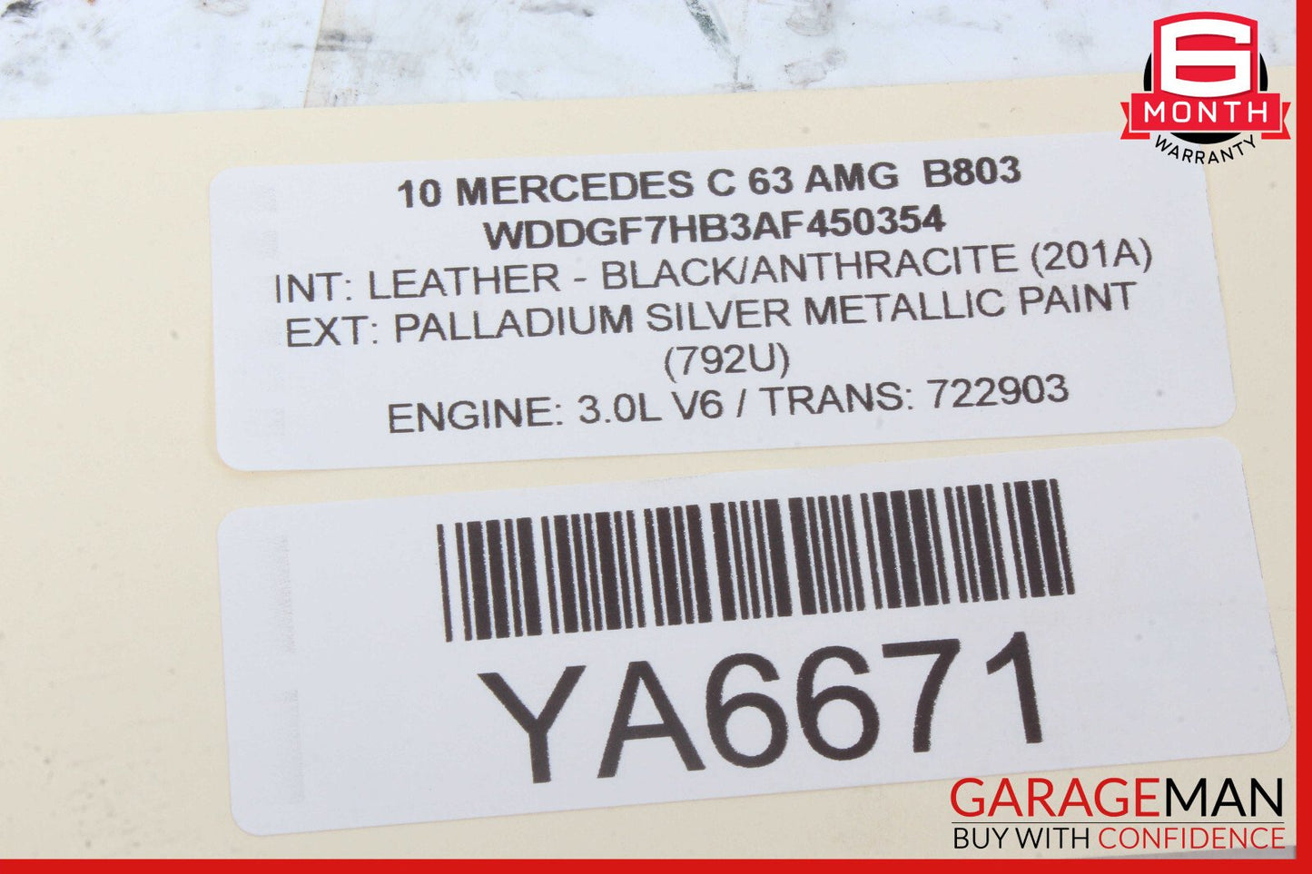 08-14 Mercedes W204 C250 C350 C63 AMG Rear Overhead Dome Light Lamp Reading Map