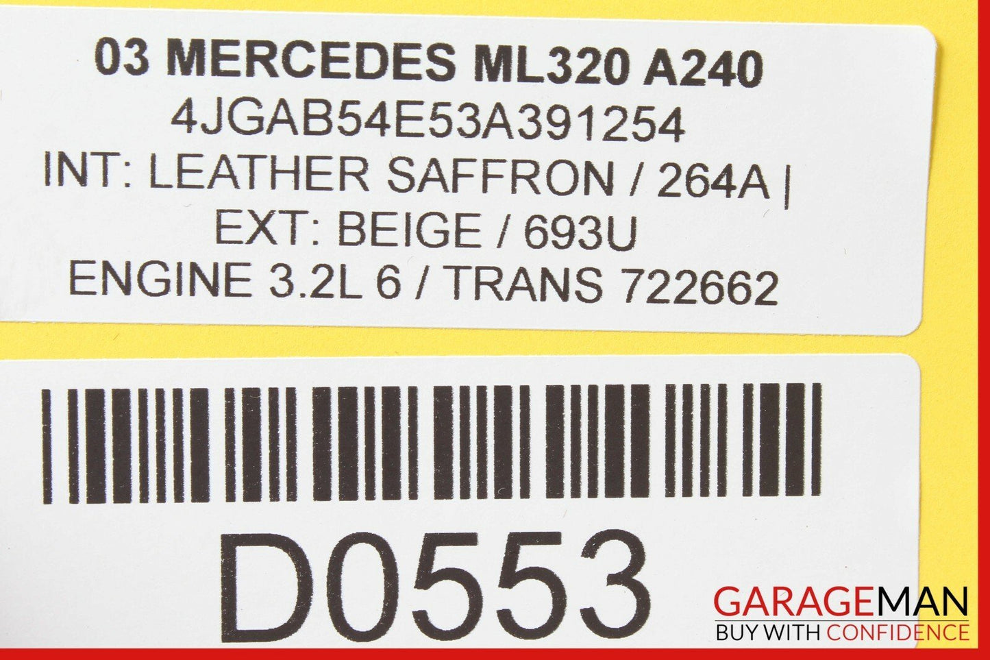 98-05 Mercedes W163 ML320 Rear Left Driver Side Door Window Regulator Motor OEM