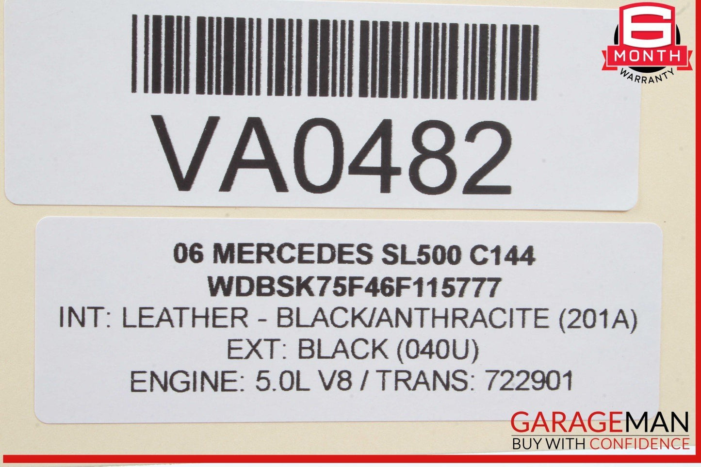 03-12 Mercedes R230 SL500 S55 AMG Front Top Roof Lock Latch Cylinder OEM