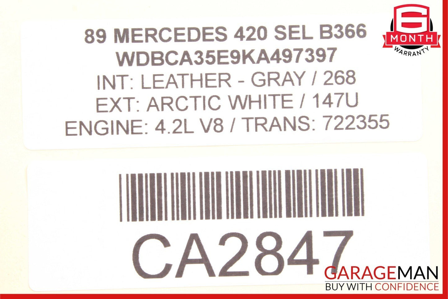 86-91 Mercedes W126 420SEL Rear Right Side Vacuum Lock Actuator Element OEM