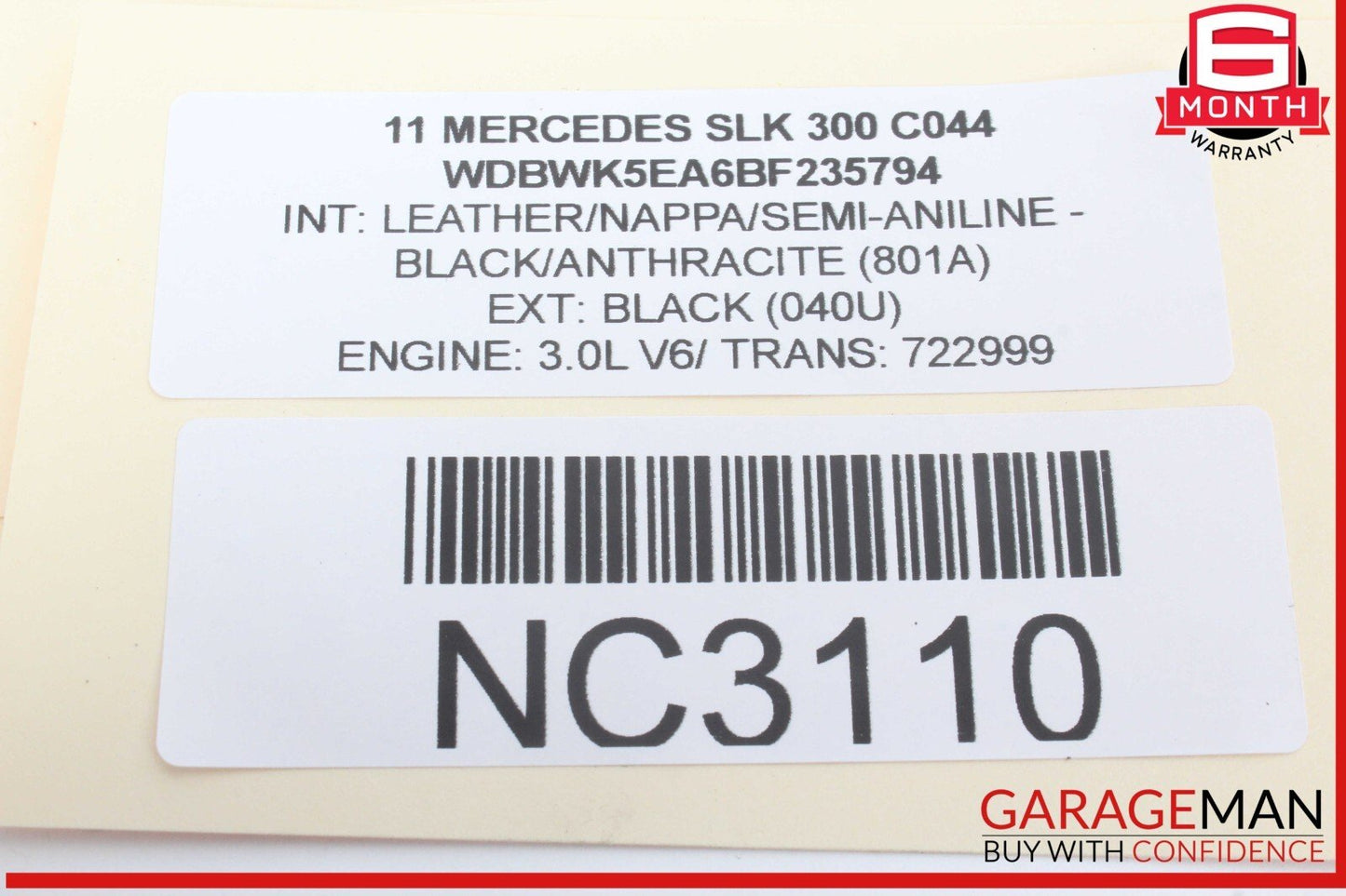 05-11 Mercedes R171 SLK300 Front Right Side Sun Visor Sunvisor Shade Black OEM