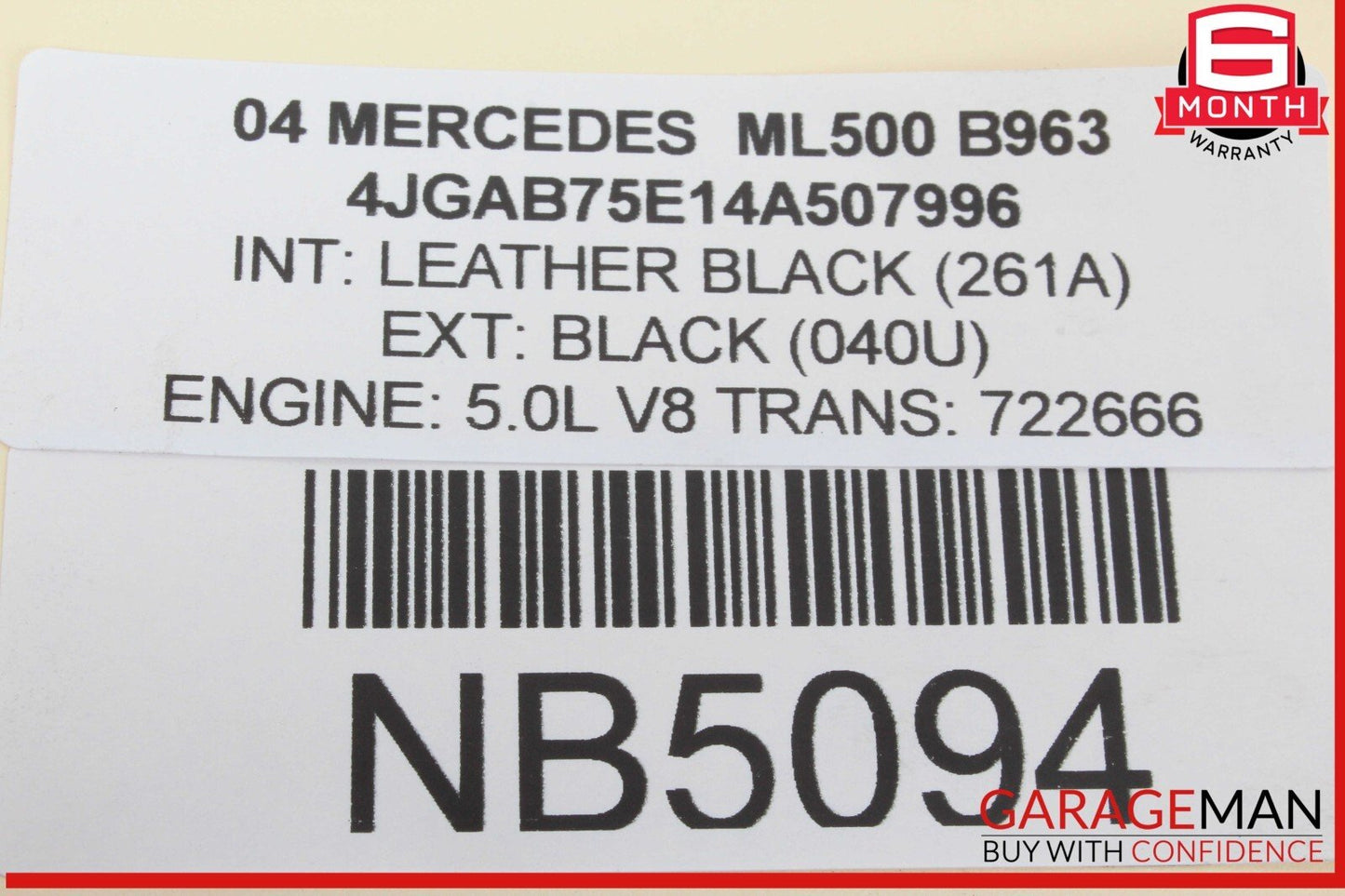 98-05 Mercedes W163 ML500 ML320 Rear Right Door Quarter Window Regulator Motor