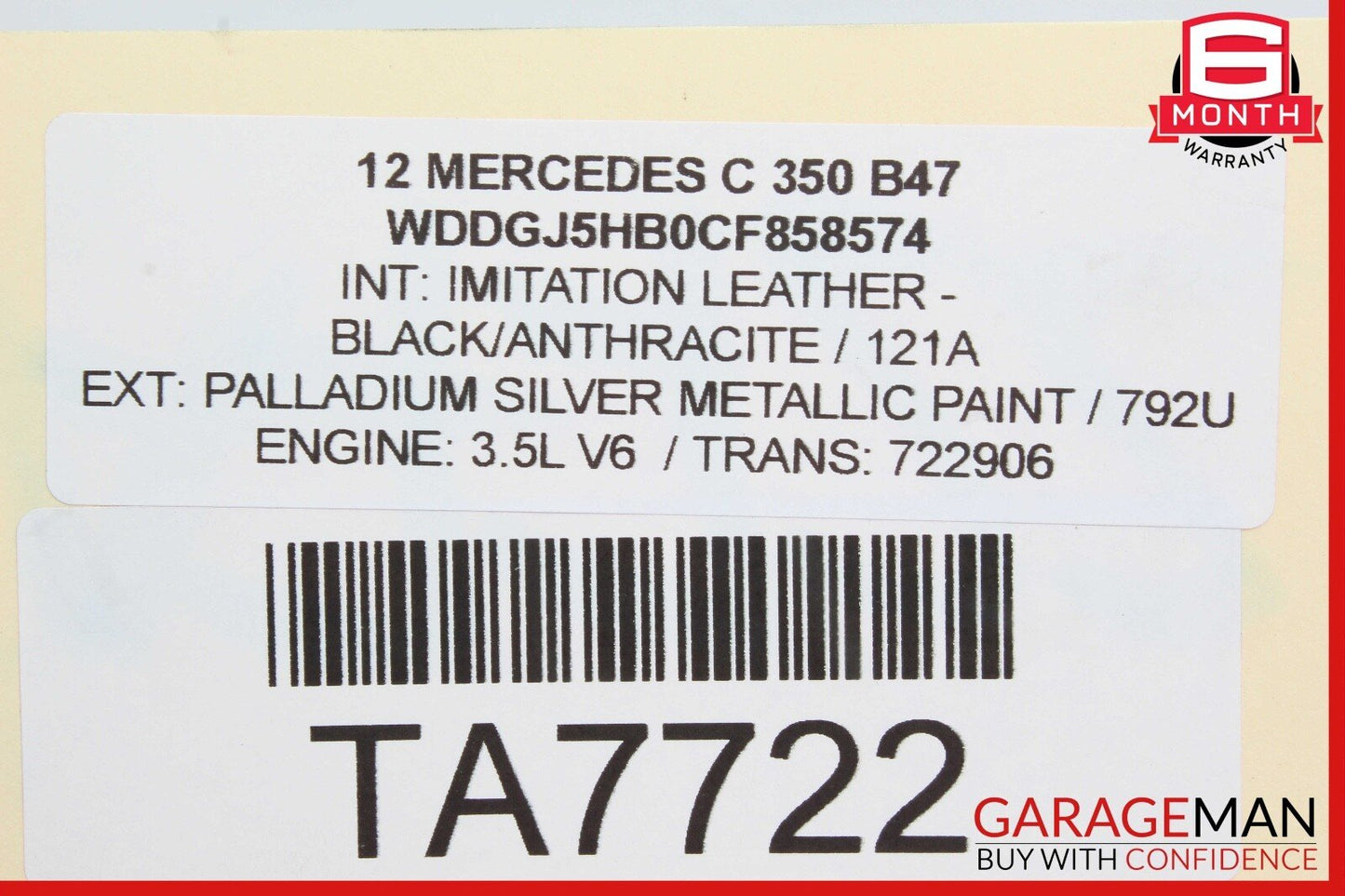 08-14 Mercedes W204 C350 Front Right Passenger Side Door Window Regulator Motor