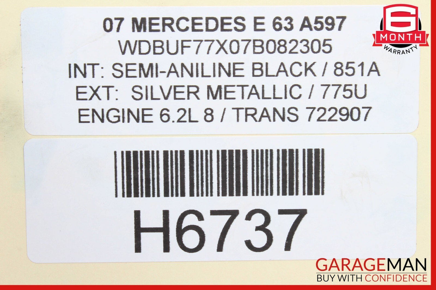 07-15 Mercedes CLK63 CLS63 E63 AMG Right Side Engine Motor EGR Check Valve OEM