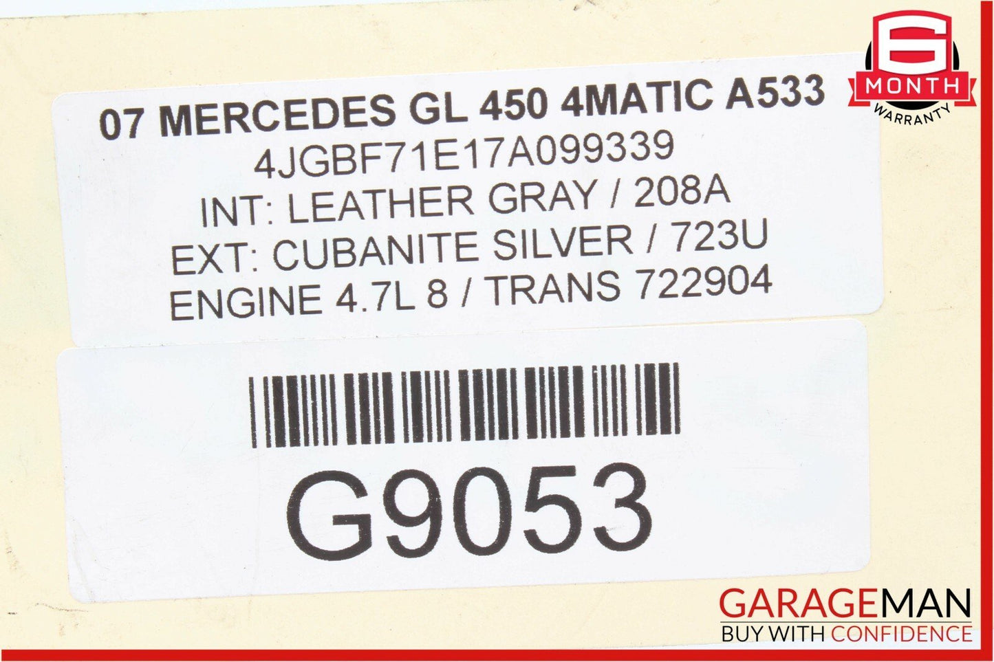 07-12 Mercedes X164 GL450 GL550 Rear Left Side Roof Rail Rack Cover Cap