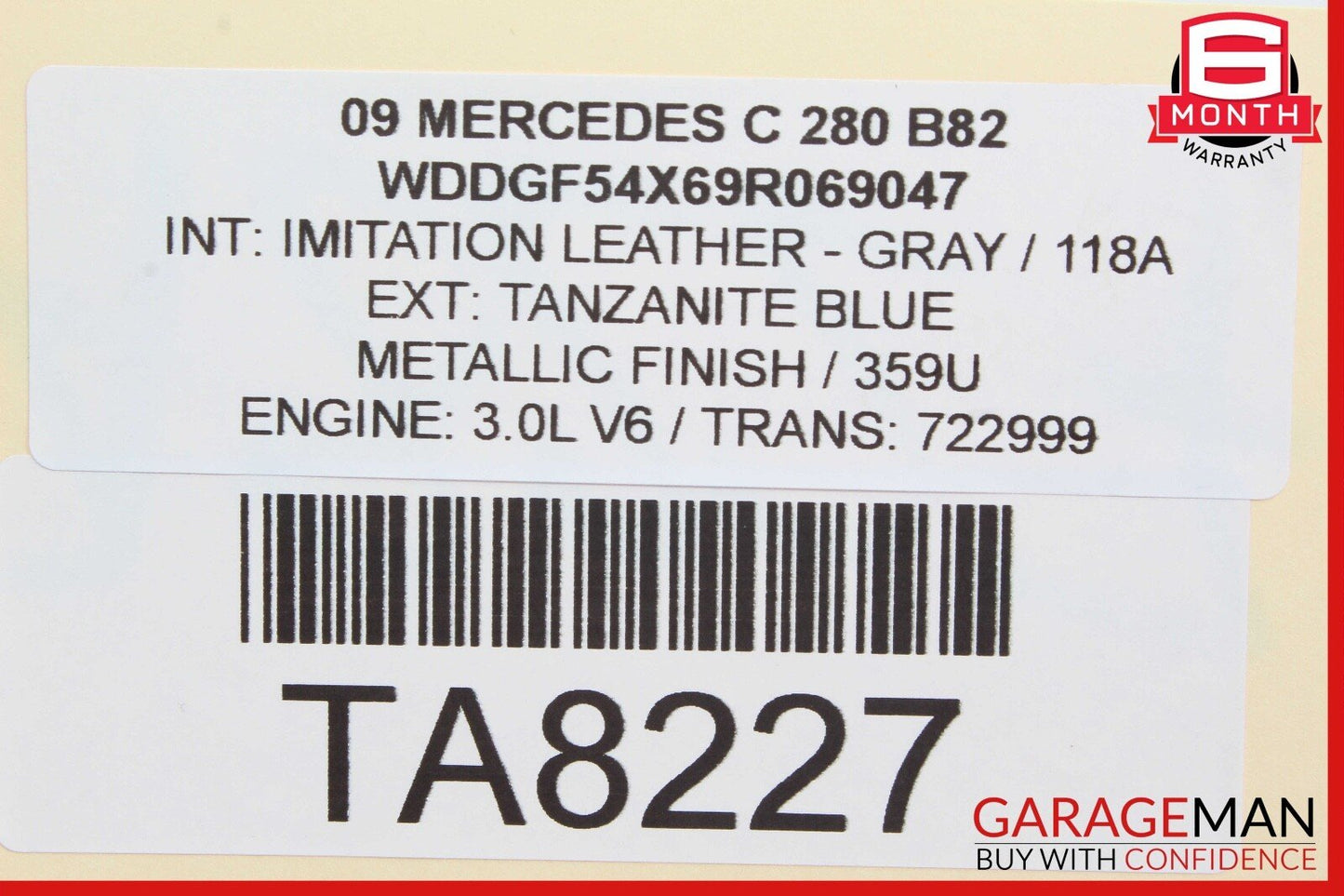 08-14 Mercedes W204 C280 Front Left Driver Side Door Window Regulator Motor OEM