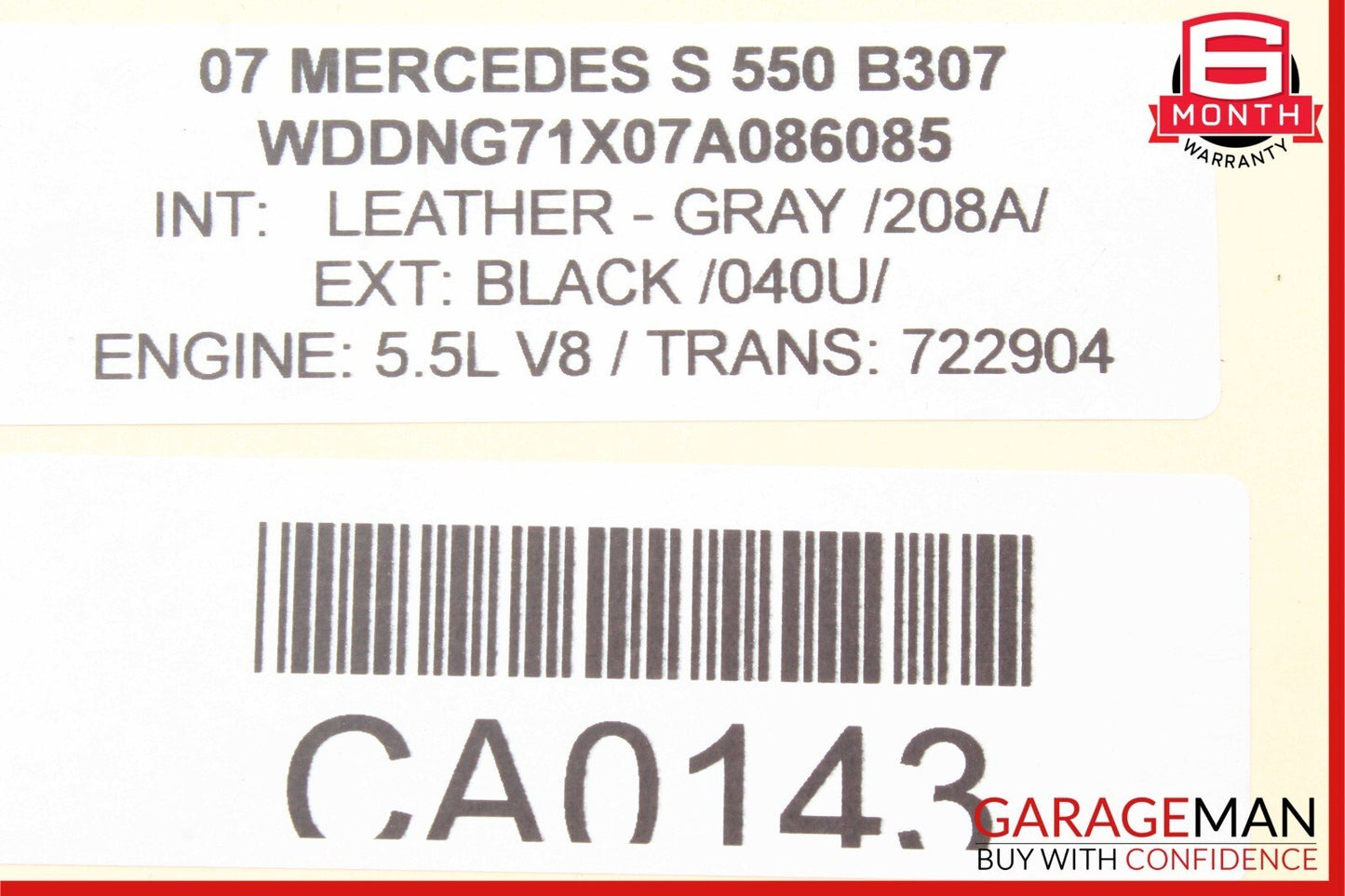 07-09 Mercedes W221 S550 Front Left / Right Seat Headrest Head Rest Gray OEM
