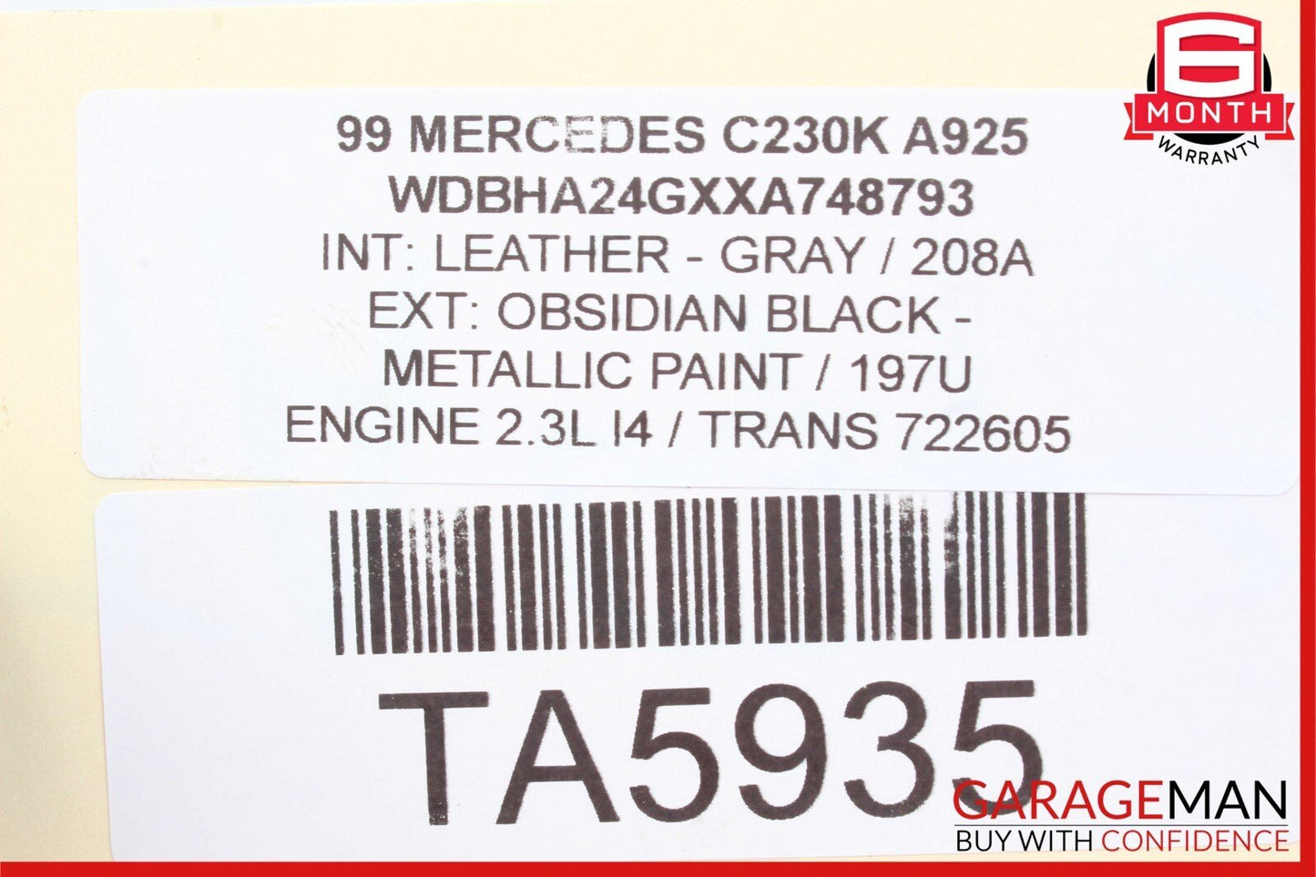 94-00 Mercedes W202 C230 Front Suspension Shock Absorber Coil Spring Set of 2
