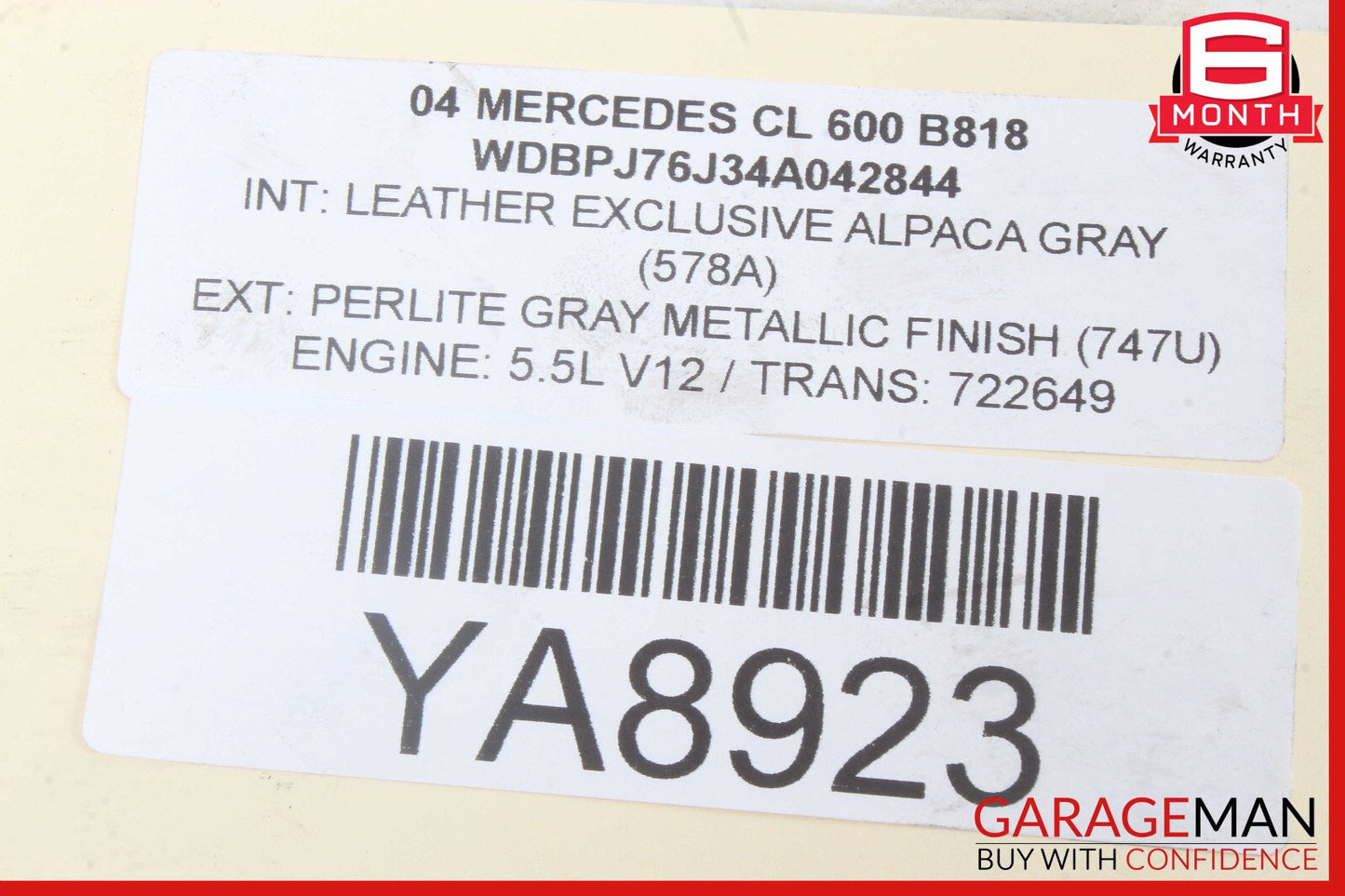 03-12 Mercedes W215 CL600 Turbocharger Hose Pipe Right 2750980607 OEM