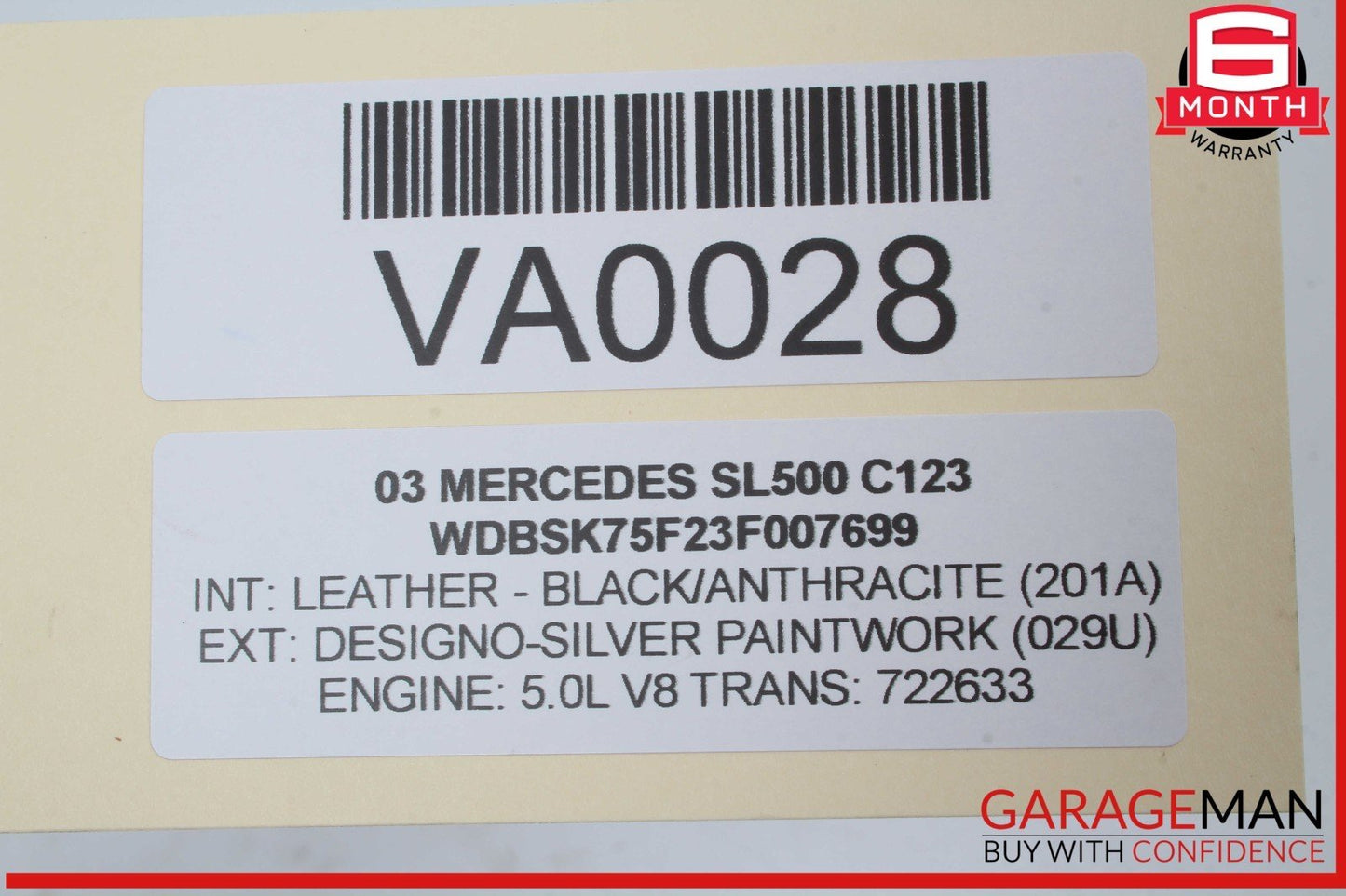 03-12 Mercedes R230 SL500 Convertible Right Roof Main Top Drive Lift Cylinder