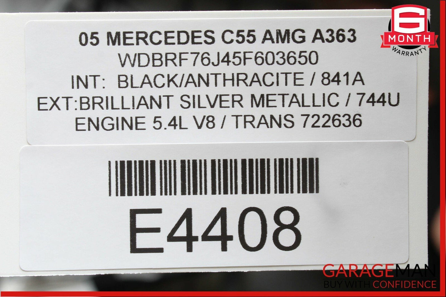 05-07 Mercedes W203 C55 AMG Rear Left Side Lower Bottom Seat Cushion Black OEM