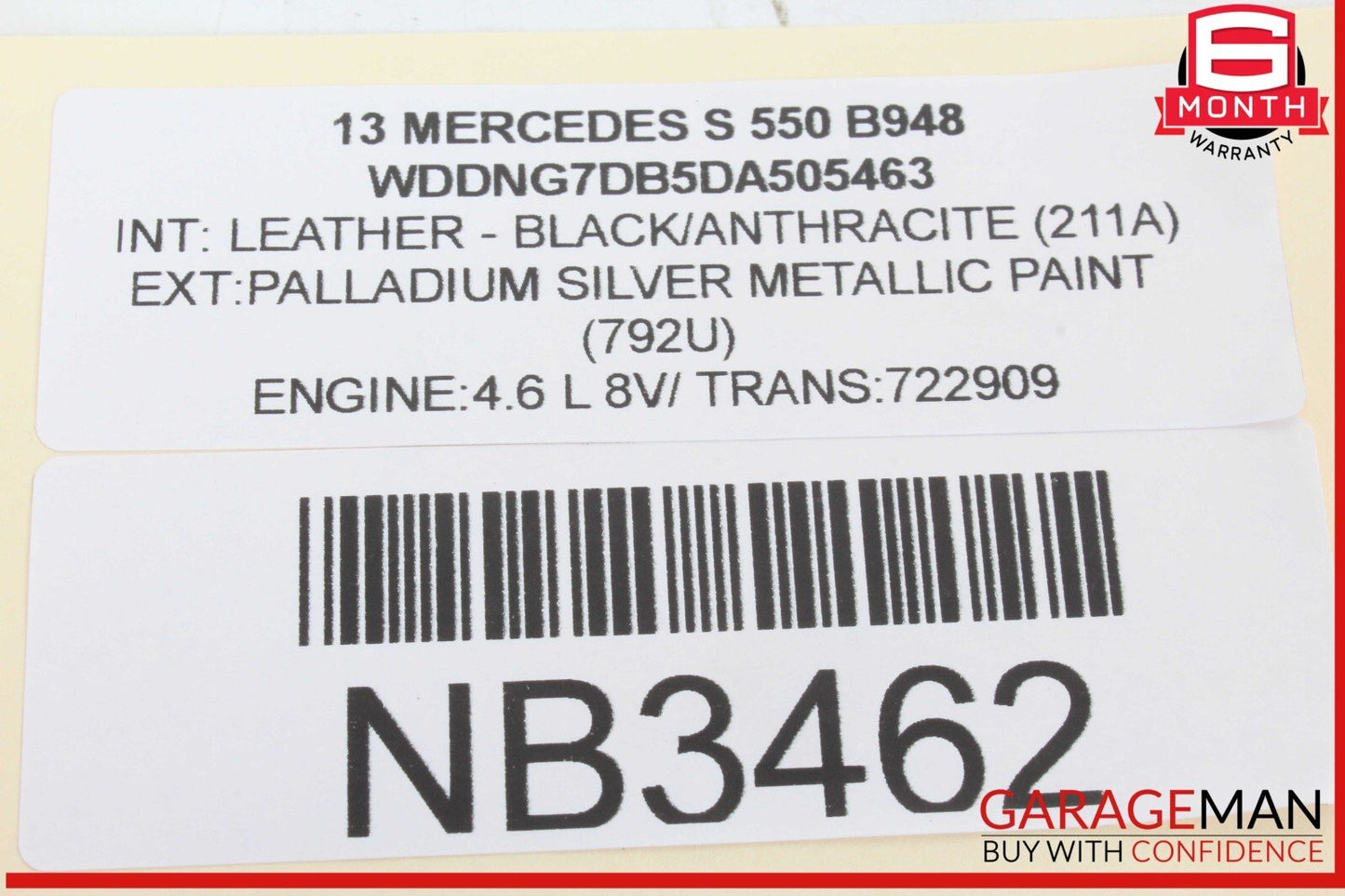 07-13 Mercedes W221 S550 S63 AMG Rear Center Seat Belt Retractor Buckle OEM