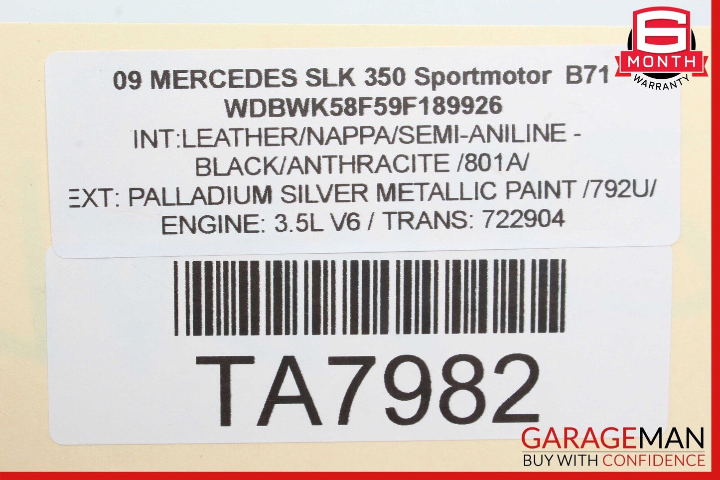 05-11 Mercedes R171 SLK350 SLK350 Central Locking Vacuum Pump 1718000019 OEM