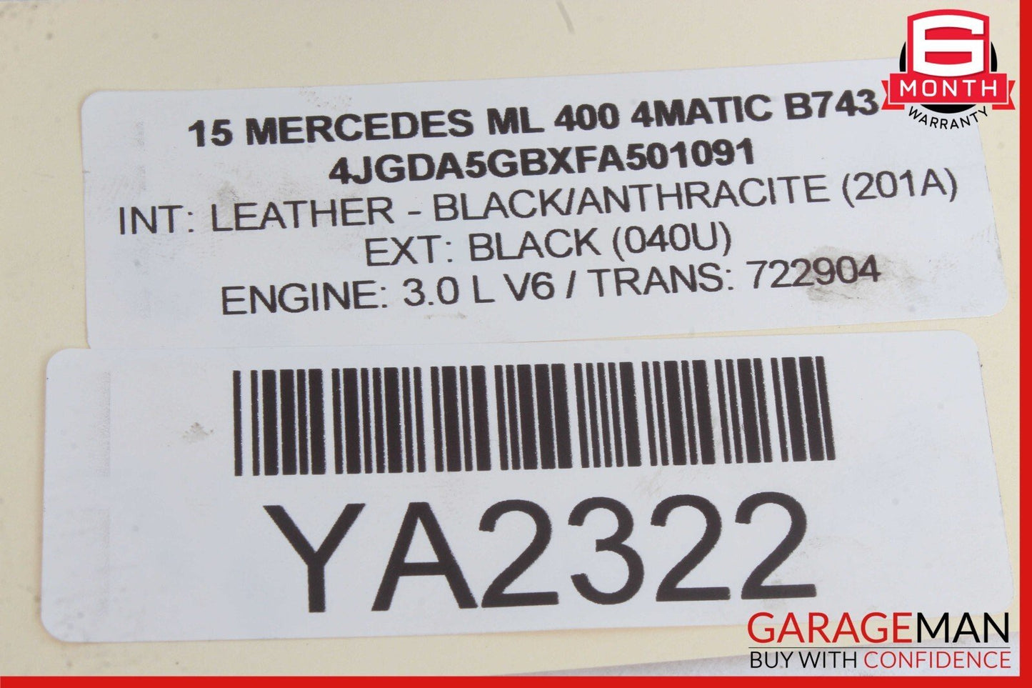 14-21 Mercedes W166 ML400 SLC43 AMG Intercooler Hose Left Driver Side OEM