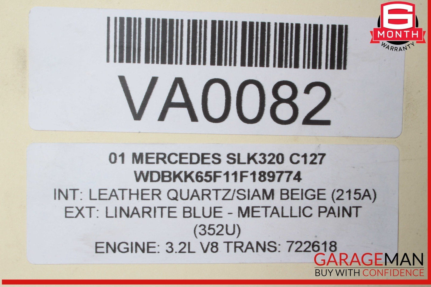 01-04 Mercedes R170 SLK320 SLK230 Trunk Lid Lock Latch Handle 1707500493 OEM