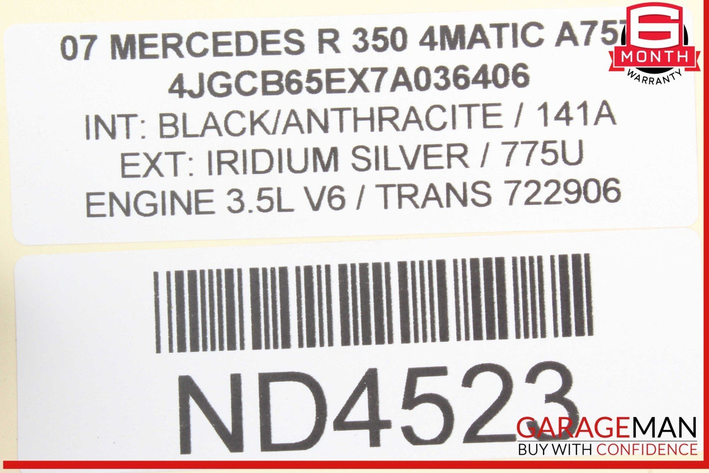 06-19 Mercedes W251 R350 4MATIC Rear Left or Right Side Air Suspension Bag Shock