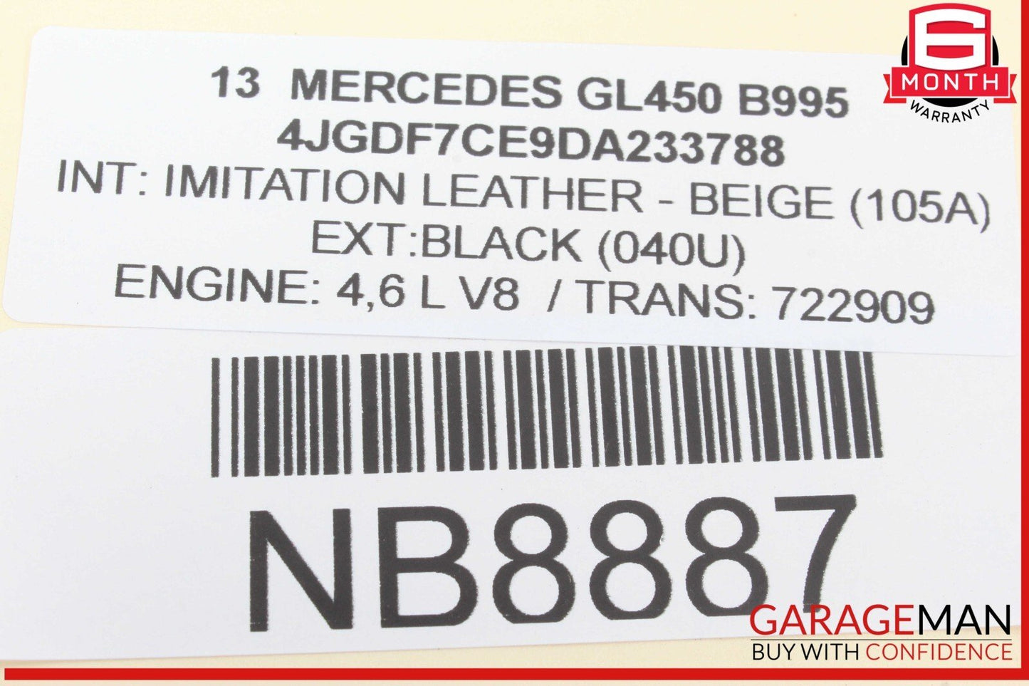 13-16 Mercedes X166 GL450 GL550 Rear Left Quarter Window Regulator Motor OEM