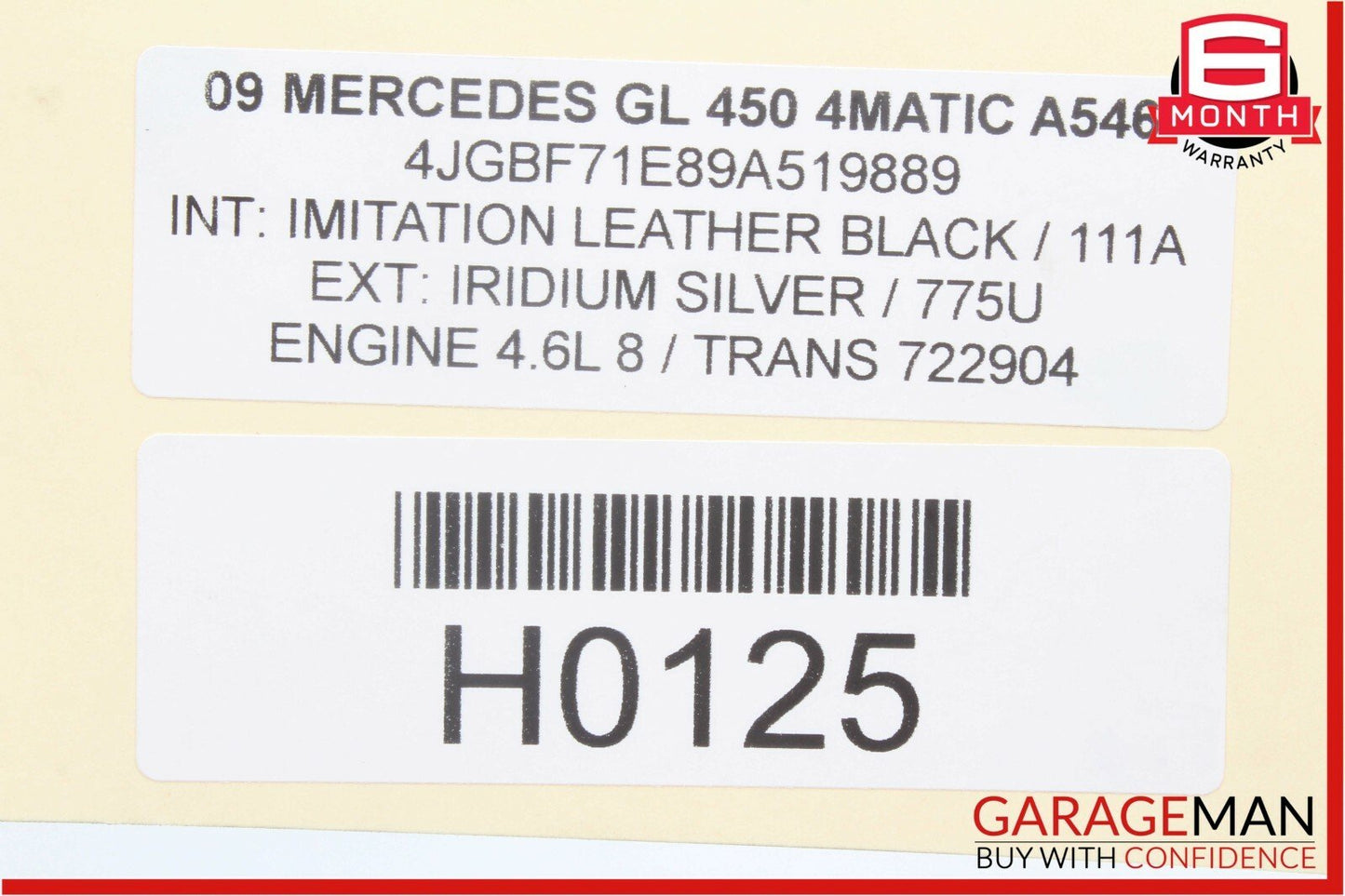 07-12 Mercedes X164 GL350 GL450 Rear Left Driver Side Roof Rail Rack Cover Cap