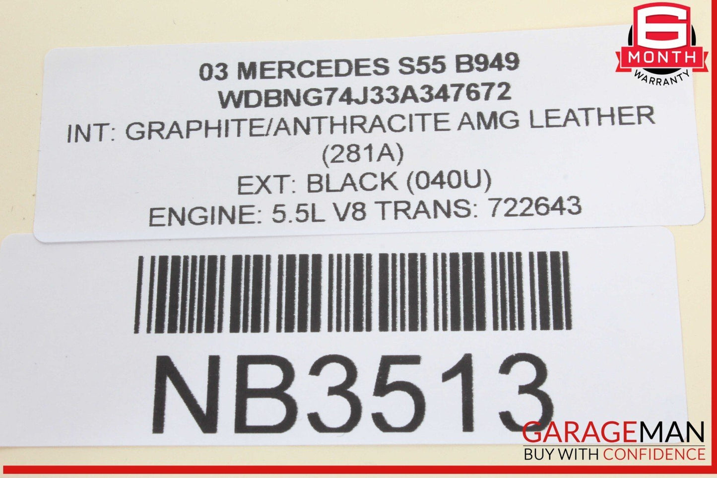 00-06 Mercedes W220 S55 AMG S500 Center Console Rear Air Vent 2208300654 OEM
