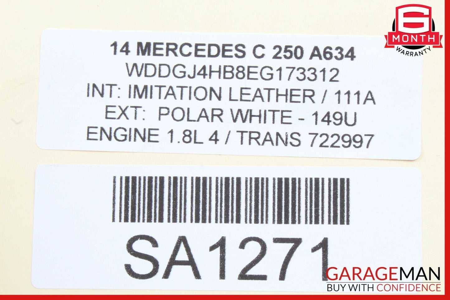 08-17 Mercedes W204 C250 E350 GLK350 Rear Overhead Dome Light Lamp Gray OEM